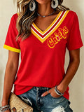 Women's Rugby Print Casual T-shirt