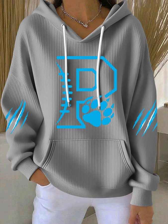 Women's Football Print Casual Hoodie