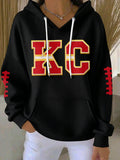 Women'S Football Print Hooded Sweatshirt