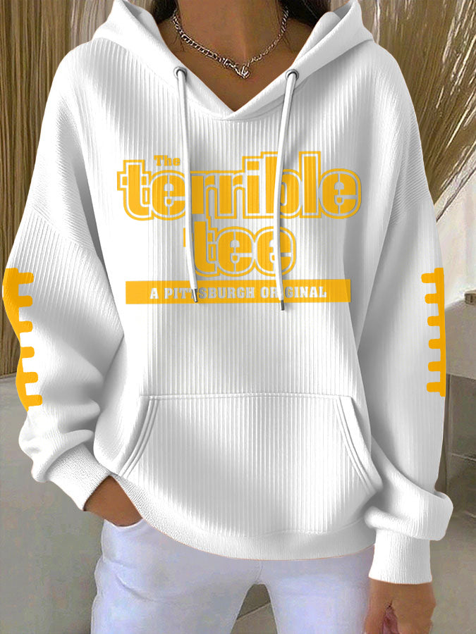 Women'S Football Print Hooded Sweatshirt