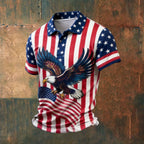 Unisex American Flag Printed Casual Polo Shirt