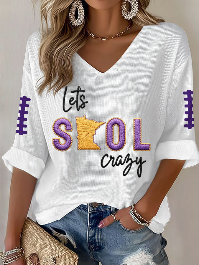 Women'S Football  Print Waffle  Top