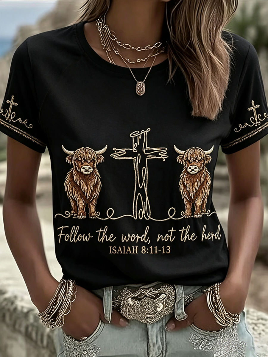Western Art Faith Printed Round Neck T-shirt