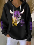 Women'S Football Print Hooded Sweatshirt