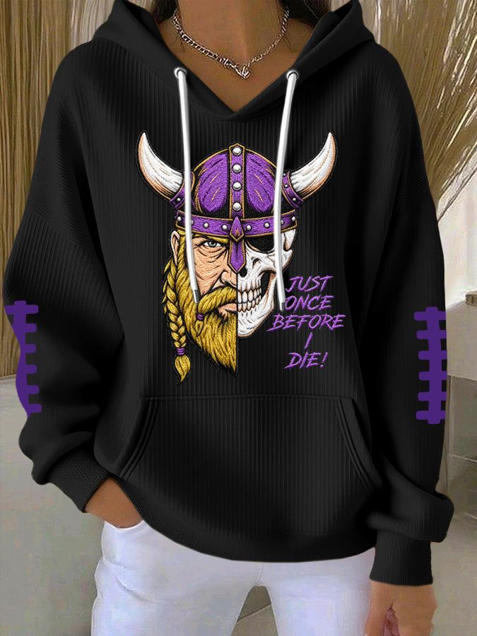 Women'S Football Print Hooded Sweatshirt