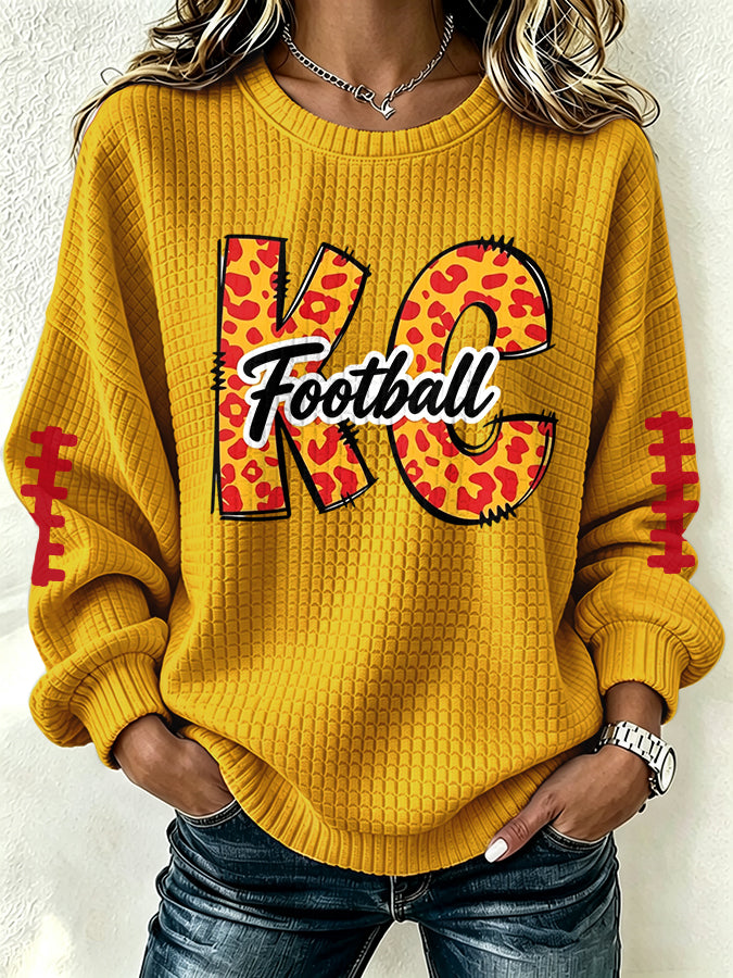 Women'S Football Print Checkered Sweatshirt