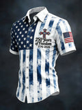 Men'S Casual 250Th Anniversary Of The Founding Of The United States Printed Button Down Short Sleeved Shirt