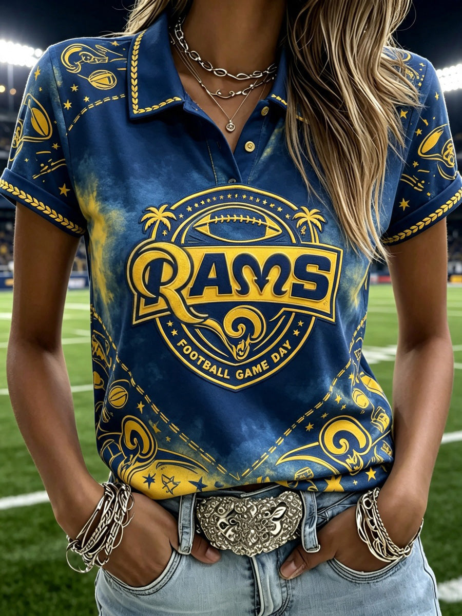 Women's Football Game Print Casual Polo Shirt