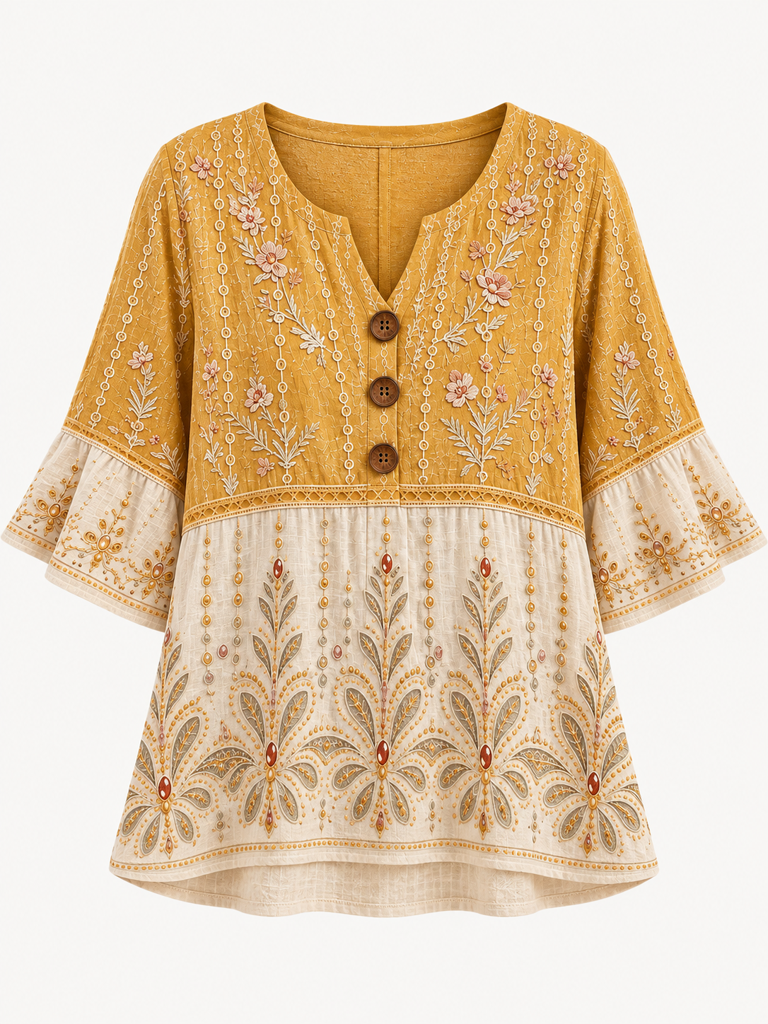 Ladies' Western Style Cotton Linen Casual Top
