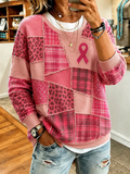Women's Breast Cancer Print Casual Round Neck Top