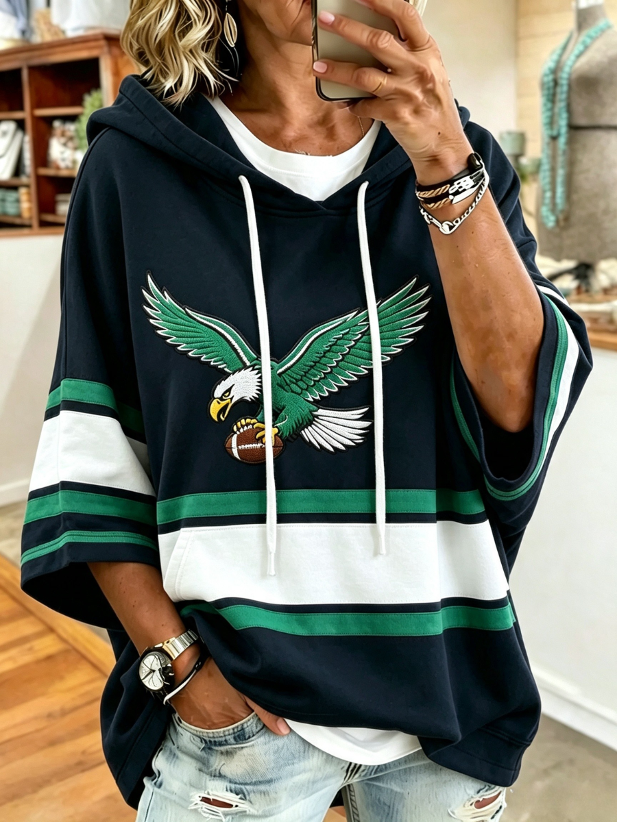 Women's Football Printed Casual Hoodie