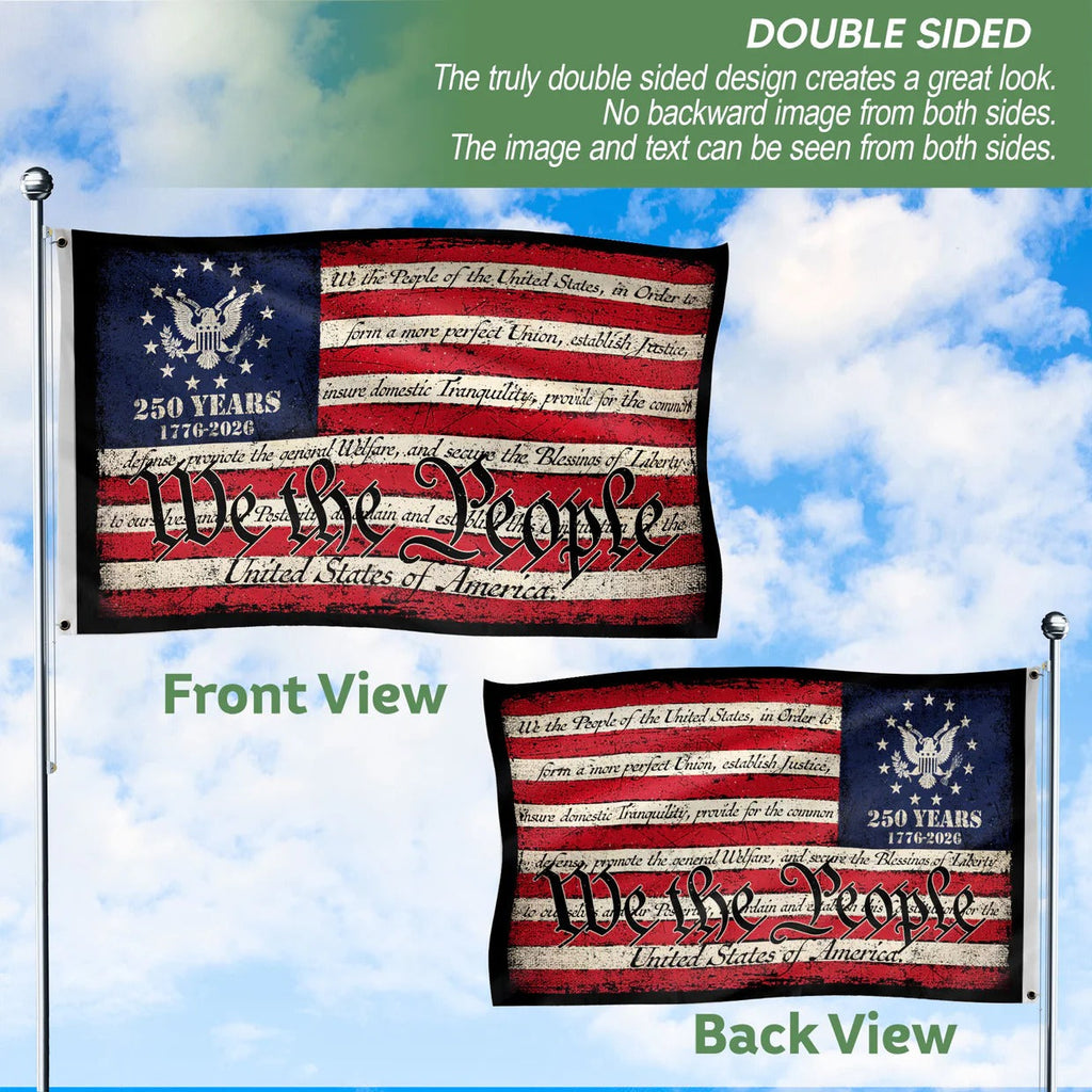 We The People Double-Sided House Flag ��������������������������� 250 Years of Freedom Patriotic