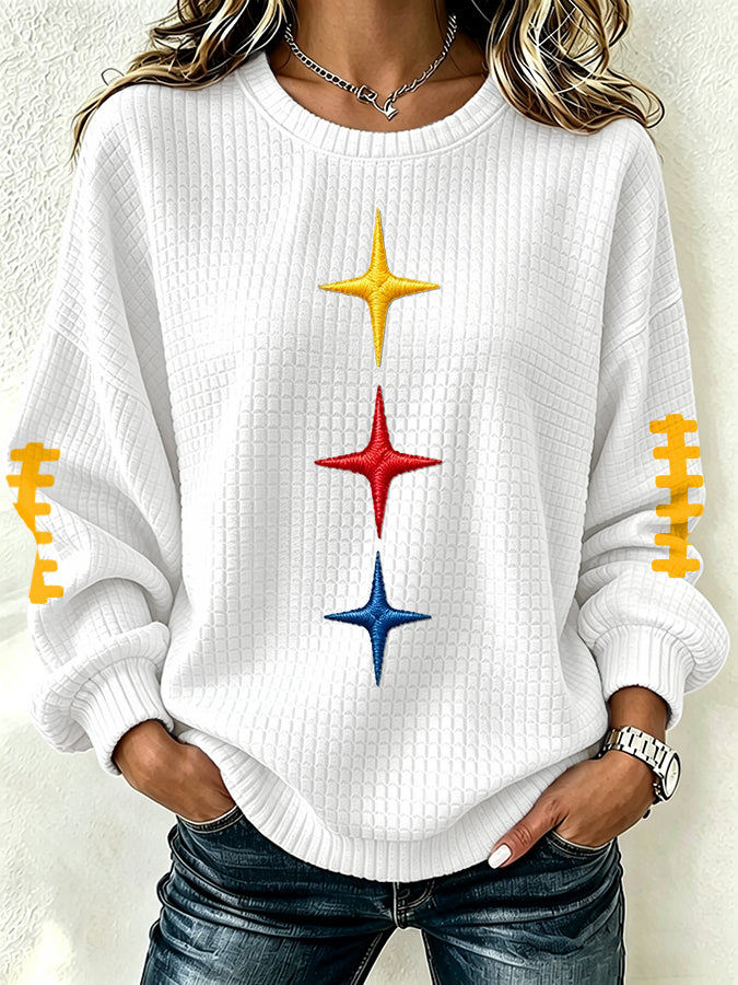 Women'S Football Print Checkered Sweatshirt