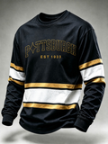 Men's Football Printed Round Neck Long Sleeved Sports Shirt