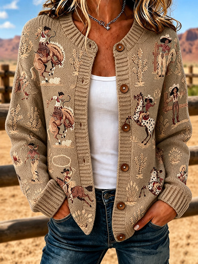 Ladies' Western Style Sweater Cardigan
