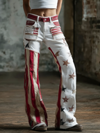 Women'S Retro Flower 250Th Anniversary Commemorative Casual Jeans