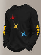 Men's Football Print Waffle Crewneck Sweatshirt