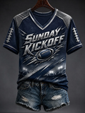 Women'S Football Printed V-Neck T-Shirt