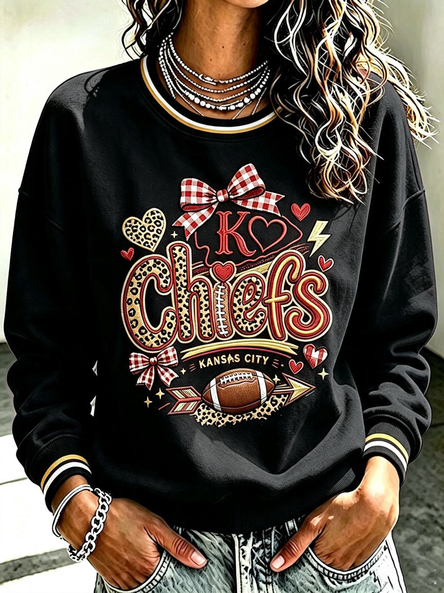 Women's Football Printed Casual Sweatshirt
