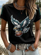 Women'S Retro Football Printed T-Shirt