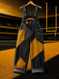 Women'S Football Fans Print Patchwork Jumpsuit