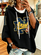 Women'S Retro Rugby Printed Hoodie