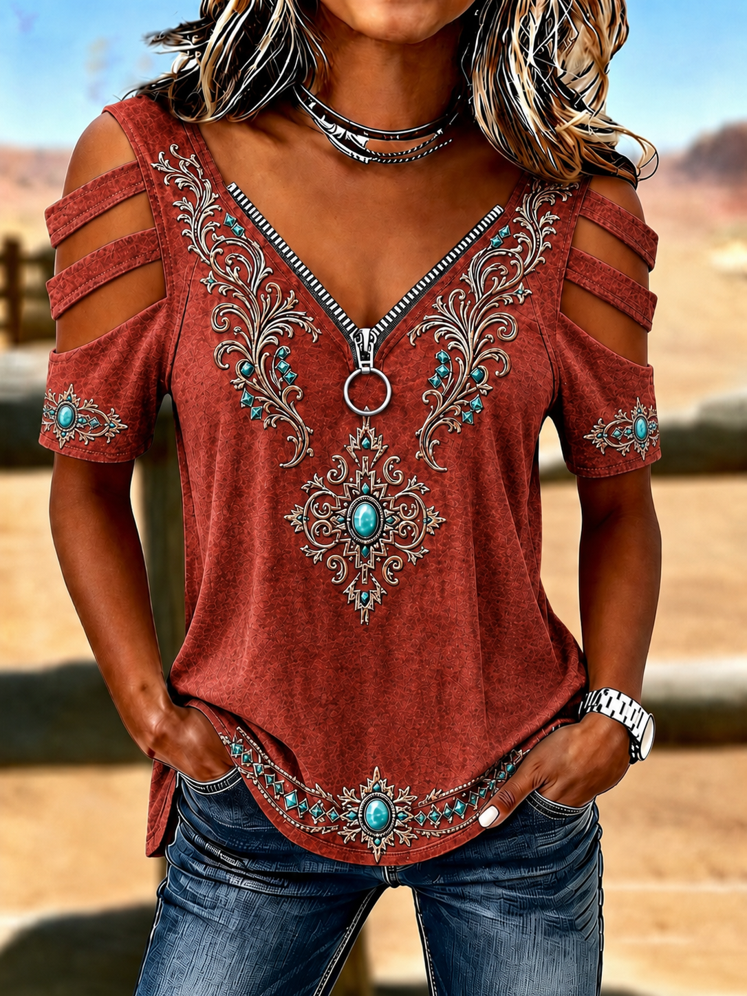 Women's Vintage Ethnic Style T-Shirt