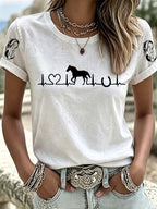 Women's Western Style Animal Round Neck T-Shirt