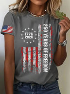 Women'S Retro American Independence Day 250Th Anniversary Printed Short Sleeved T-Shirt