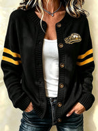 Women'S Football Printed Knitted Cardigan