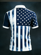 Men'S Casual 250Th Anniversary Of The Founding Of The United States Printed Short Sleeved Button Polo Shirt
