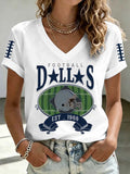 Women'S Retro Rugby Eagle Printed Casual T-Shirt