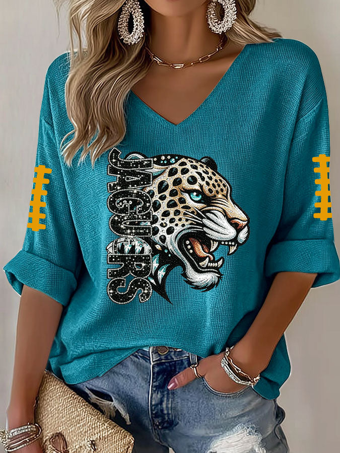 Women'S Football  Print Waffle  Top