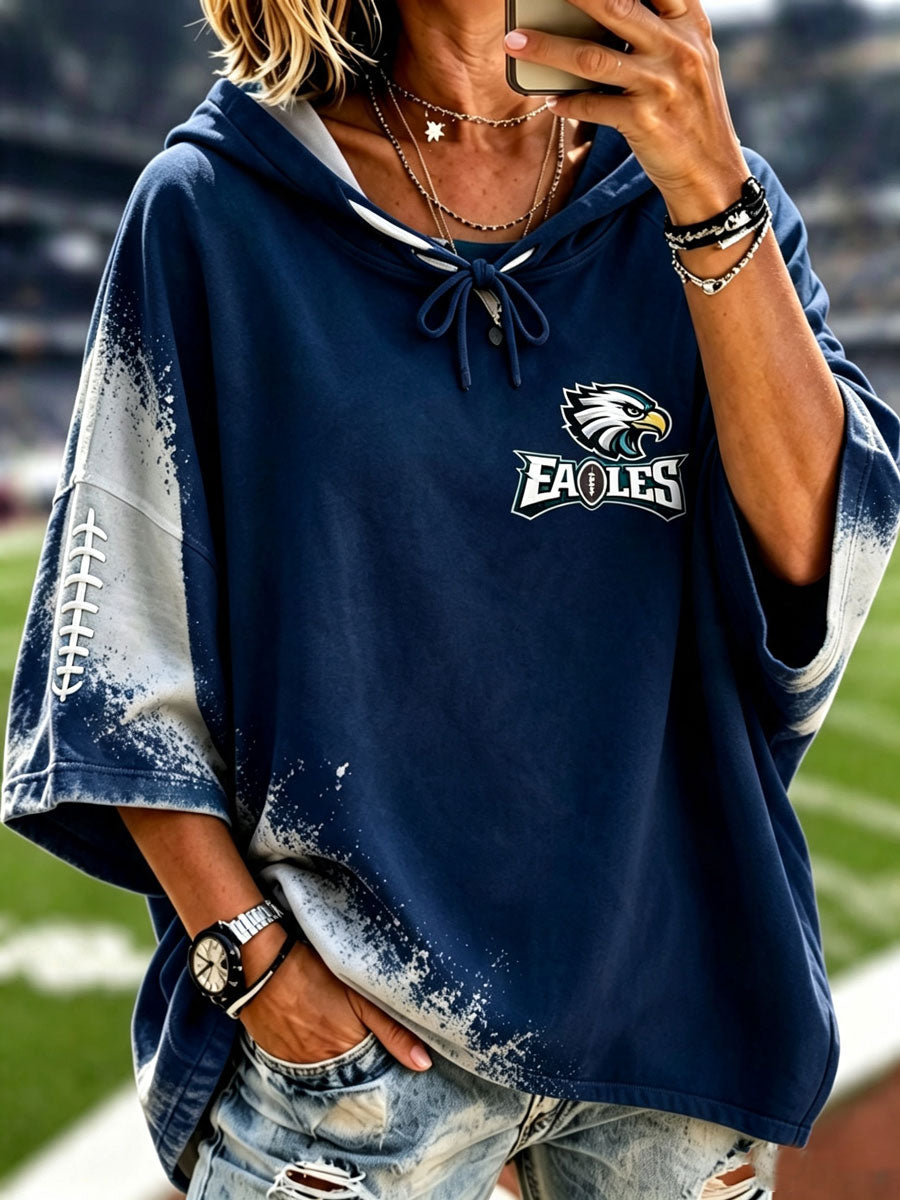 Women'S Vintage Football Print Hoodie
