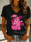 Women'S Breast Cancer Print V-Neck Top