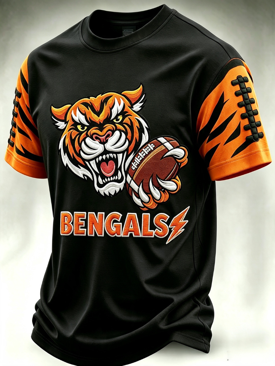 Men's Football Printed Round Neck T-Shirt