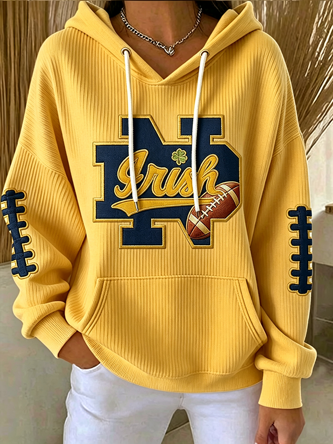 Women'S Rugby Printed Hooded Sweatshirt
