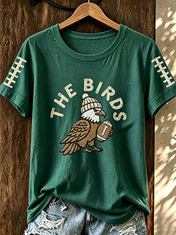 Women'S Retro Rugby Round Neck T-Shirt