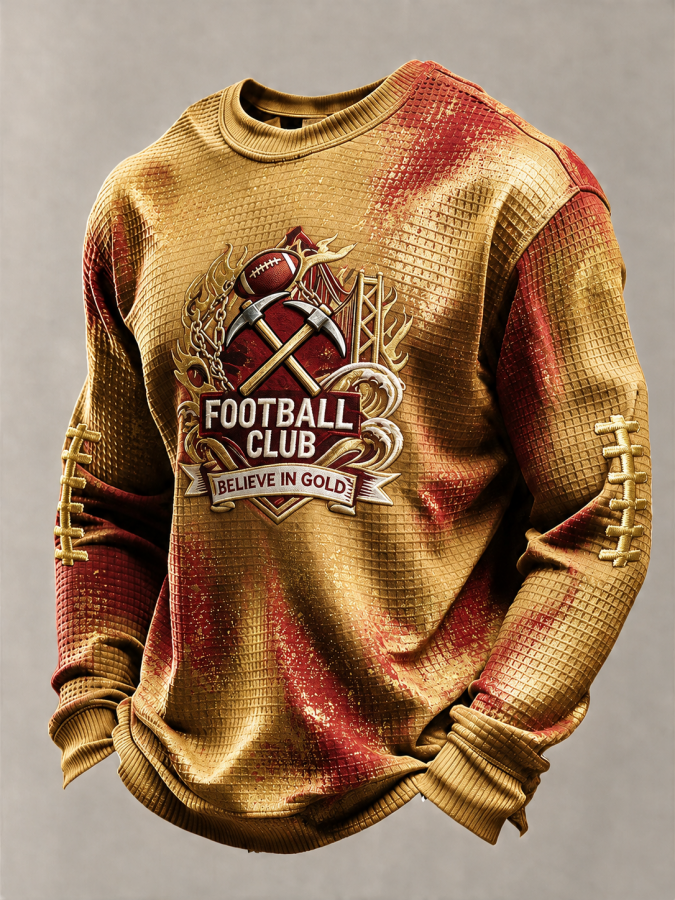 Men'S Football Fans Printed Waffle T-Shirt
