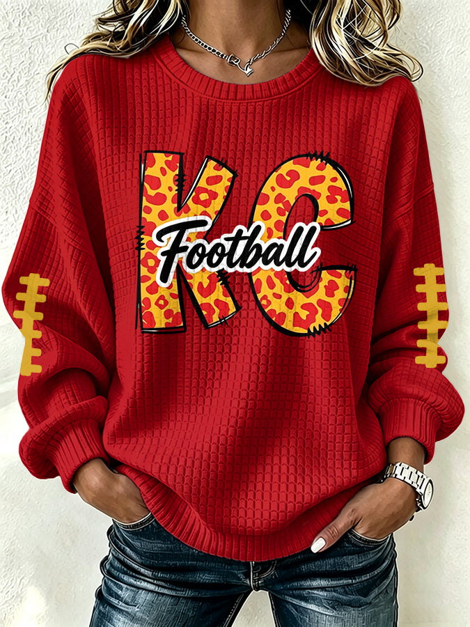 Women'S Football Print Checkered Sweatshirt