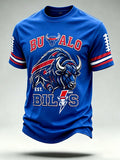 Men's football printed short sleeved T-shirt