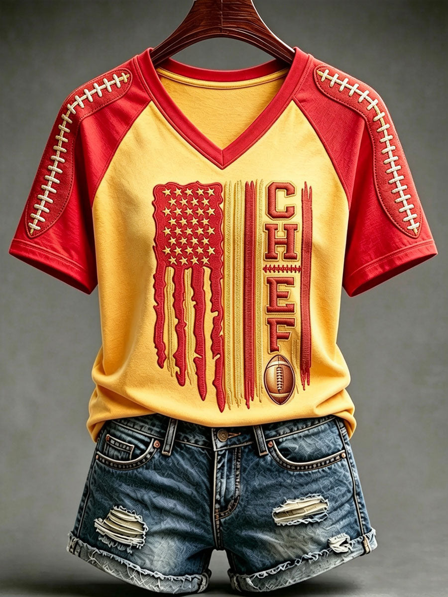 Ladies' Football Fan Casual Short Sleeved Shirt