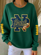 Women'S Embroidered Printed Round Neck Rugby Top