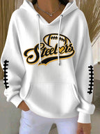 Women'S Football Print Hooded Sweatshirt