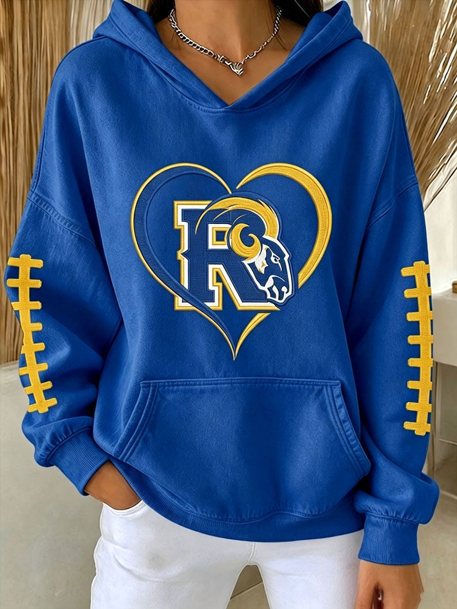 Women's Football Fan Printed Vintage Hoodie