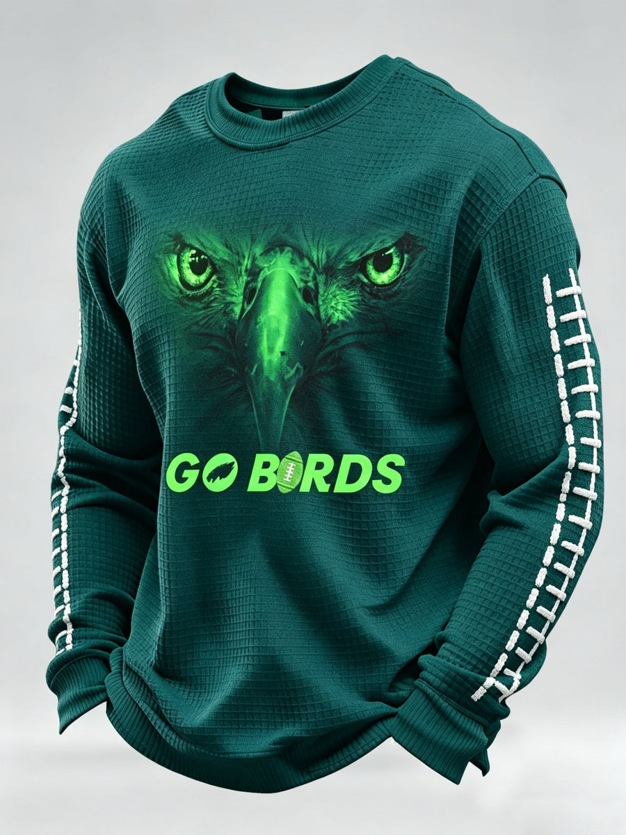 Men'S Football Game Print Waffle Sweatshirt