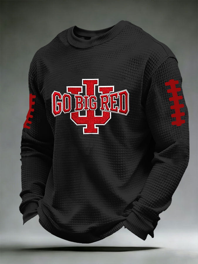 Men's University Football Fan Round Neck Waffle Hoodie