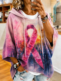 Women'S Vintage Breast Cancer Ribbon Print Hoodie