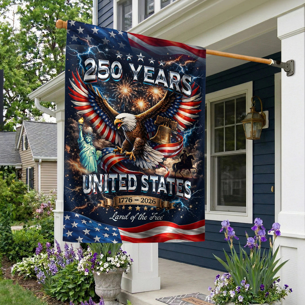 America 250Th Anniversary 1776–2026 House Flag – Bald Eagle & Statue