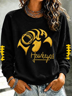 Women'S Retro Football Print Round Neck Sports Shirt